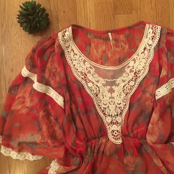 Free People Tops - {free people} Lace Accent Peasant Blouse